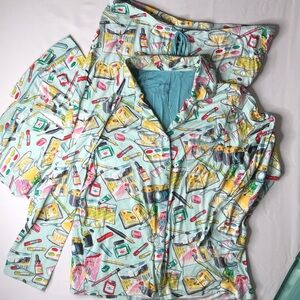 Nick & Nora Light Blue Art/Photography Print Pajamas Size 2X